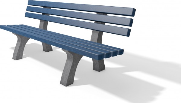 Sitzbank RHEINFELDEN, grau-blau, 2.00 m lang, 65 cm breit, 80 cm hoch