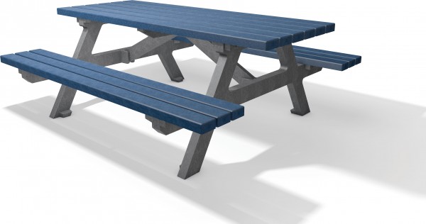 Sitzgruppe UNTERKULM Typ B, ohne Lehne, grau-blau, 2.00 m lang, 174 cm breit, 76 cm hoch