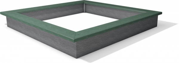 Sandkasten DACHS 1, grau-grün, 200 cm lang, 200 cm breit, 27 cm hoch