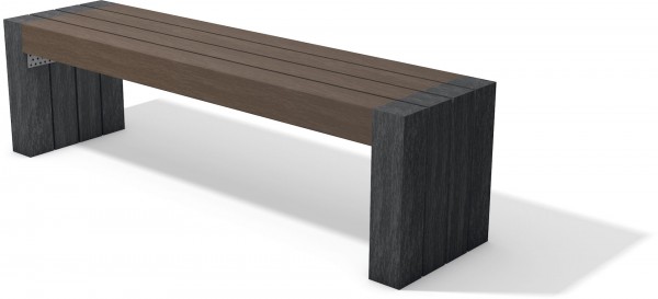 Sitzbank AARAU, schwarz-braun, 150 cm lang, 40 cm breit, 45 cm hoch
