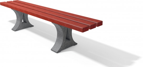 Sitzbank LENZBURG ohne Lehne, grau-rot, 2.00 m lang, 35 cm breit, 45 cm hoch