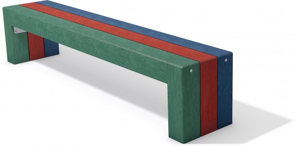 Kindersitzbank MINI-AARAU, blau-rot-grün, 150 cm lang, 28 cm breit, 34 cm hoch