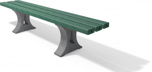 Sitzbank LENZBURG ohne Lehne, grau-grün, 2.00 m lang, 35 cm breit, 45 cm hoch