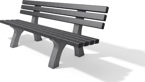 Sitzbank RHEINFELDEN, grau-schwarz, 2.00 m lang, 65 cm breit, 80 cm hoch