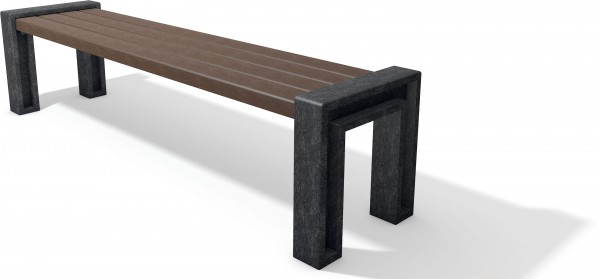 Sitzbank BADEN ohne Lehne, schwarz-braun, 1.95 m lang, 46 cm breit, 48 cm hoch