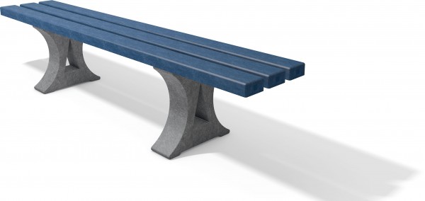 Sitzbank LENZBURG ohne Lehne, grau-blau, 2.00 m lang, 35 cm breit, 45 cm hoch