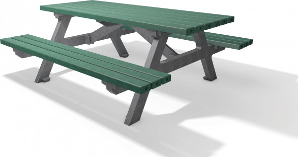 Sitzgruppe UNTERKULM Typ B, ohne Lehne, grau-grün, 2.00 m lang, 174 cm breit, 76 cm hoch