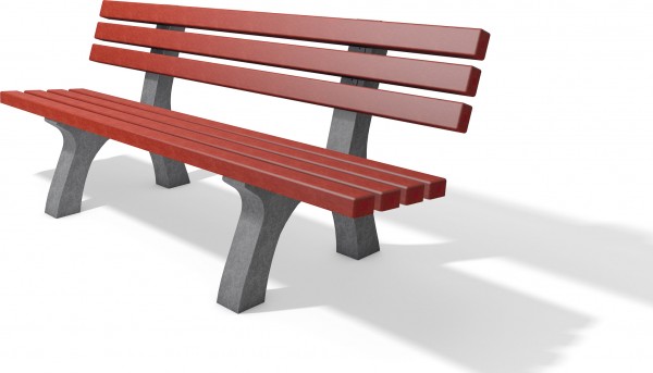 Sitzbank RHEINFELDEN, grau-rot, 2.00 m lang, 65 cm breit, 80 cm hoch