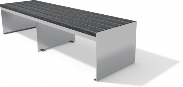 Sitzbank ZOFINGEN 5 ohne Lehne, Edelstahl-schwarz, 2.00 m lang, 56 cm breit