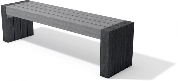 Sitzbank AARAU, schwarz-grau, 150 cm lang, 40 cm breit, 45 cm hoch