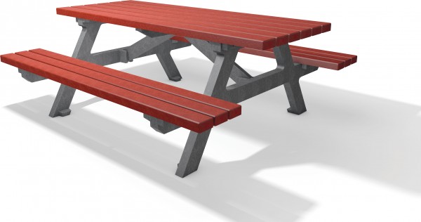Sitzgruppe UNTERKULM Typ B, ohne Lehne, grau-rot, 2.00 m lang, 174 cm breit, 76 cm hoch