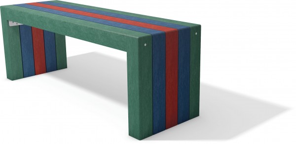 Kindertisch MINI-AARAU, blau-rot-grün, 150 cm lang, 47 cm breit, 57 cm hoch