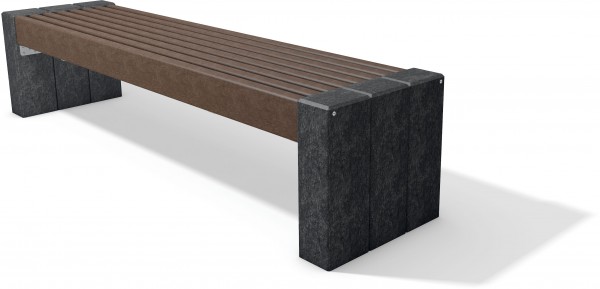 Sitzbank BRUGG ohne Lehne, schwarz-braun, 2.00 m lang, 48 cm breit, 45 cm hoch